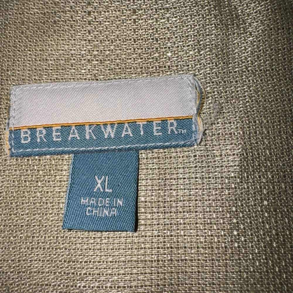 Breakwater men’s khaki tan 100% linen Short Sleeve resort Shirt Sz xl - Picture 3 of 8